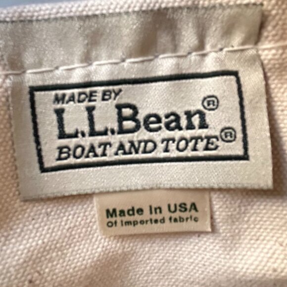 L.L. BEAN Mini Boat and Tote canvas bag with navy trim & handle - Picture 6 of 6
